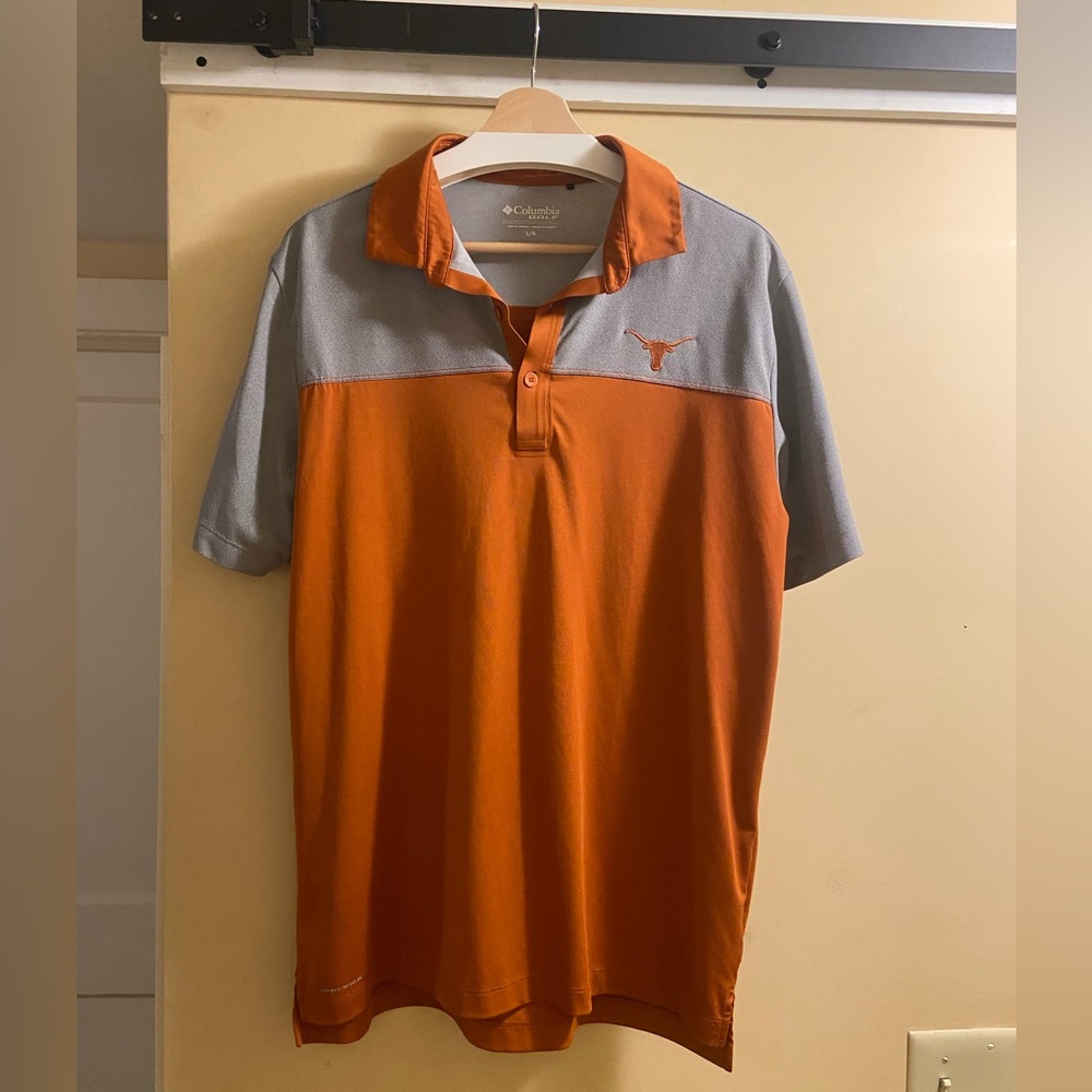 University of Texas Longhorns Columbia Athletic Polo in Burnt Orange and Gray